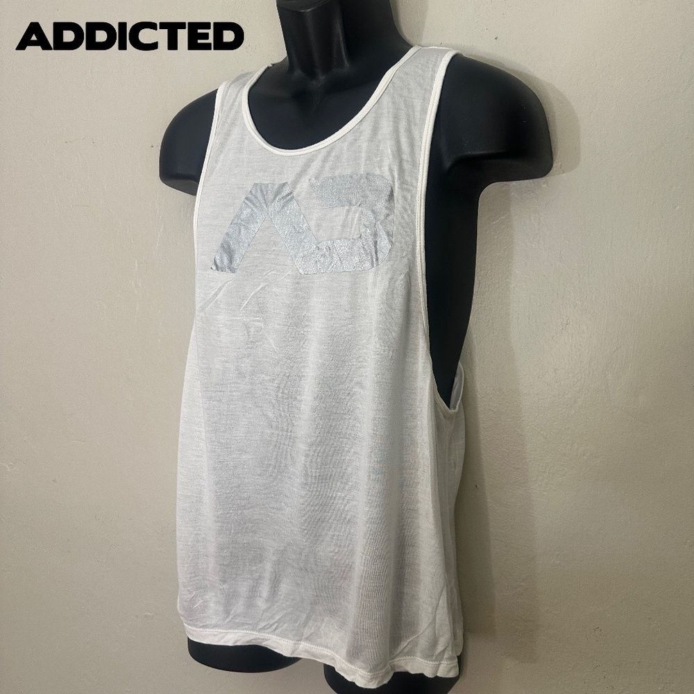 Addicted Metallic Logo Tank Top Large 32-34 Gently worn 50% viscose / 50% poly